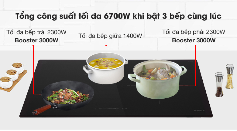 Công suất - Bếp từ 3 vùng nấu Hafele HC-I773D (536.01.905)