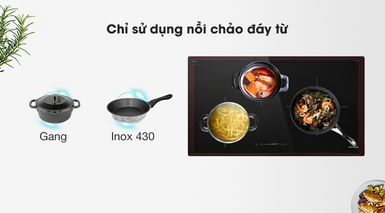 Loại nồi sử dụng - Bếp từ 3 vùng nấu Hafele HC-I773D (536.01.905)