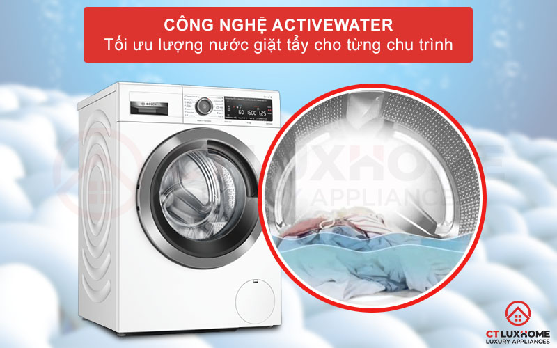 Với công nghệ Active Water sẽ giúp tối ưu lượng nước giặt cho từng chu trình