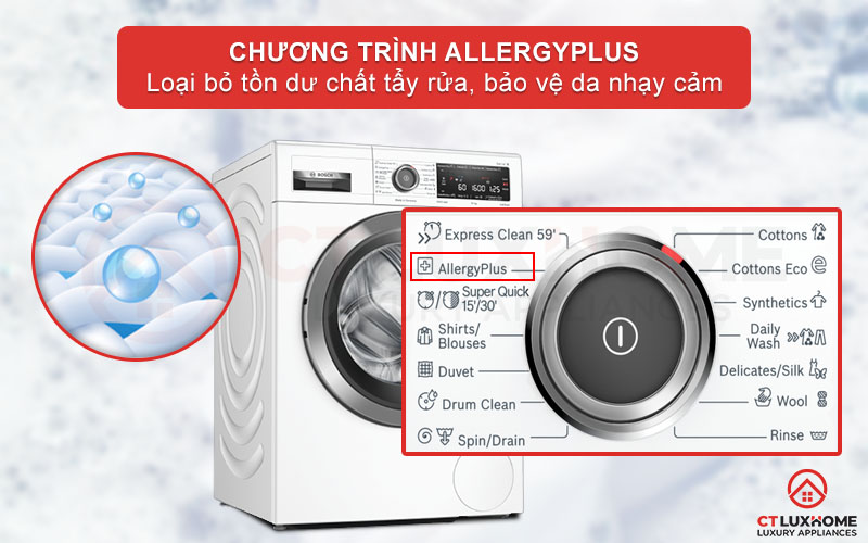 Bảo vệ da nhạy cảm với chương trình AllergyPlus loại bỏ các tạp chất tẩy rửa