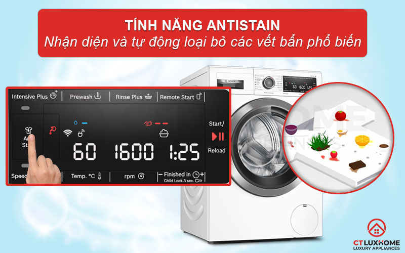 Tính năng AntiStain giúp nhận diện và loại bỏ những vết bẩn phổ biến