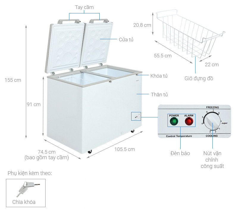 Tủ đông AQUA Inverter 319 lít AQF-C4201E