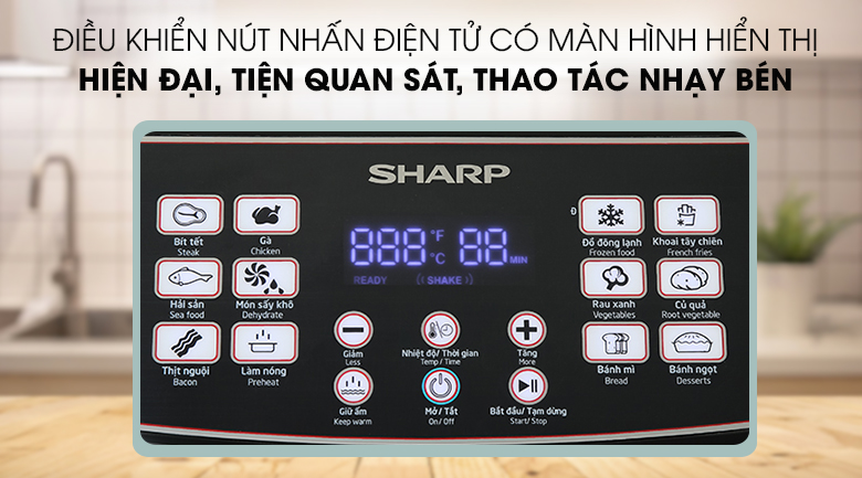 Bảng điều khiển Nồi chiên không dầu Sharp KF-AF55EV-BK 5.5 lít