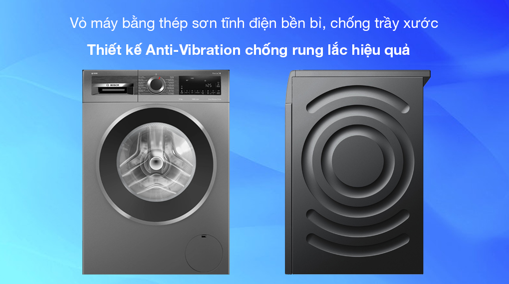 Máy giặt Bosch 10kg WGG254A0VN - Vỏ máy bằng thép không gỉ bền bỉ, được thiết kế chống rung Anti-Vibration, giảm thiểu rung lắc