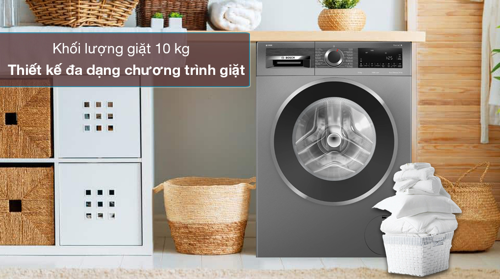Máy giặt Bosch 10kg WGG254A0VN - Khối lượng giặt 10kg, phù hợp gia đình từ 5 - 6 người