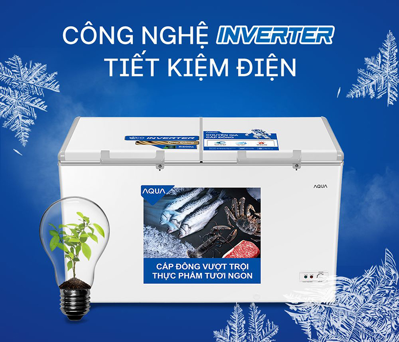 Tủ đông Aqua Inverter 425 lít AQF-C5701E tiết kiệm điện