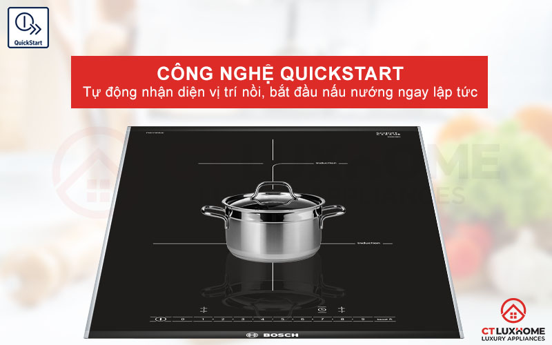 Công nghê QuickStart giúp nhận diện nồi ngay lập tức với cảm ứng từ.