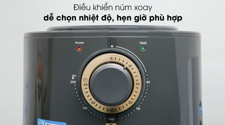 Nồi chiên không dầu Electrolux E6AF1-220K 3 lít - Điều khiển thân thiện với núm xoay