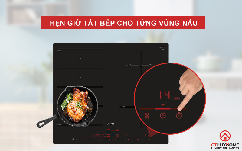Chế độ hẹn giờ tắt bếp giúp bạn dành thời gian cho công việc khác.