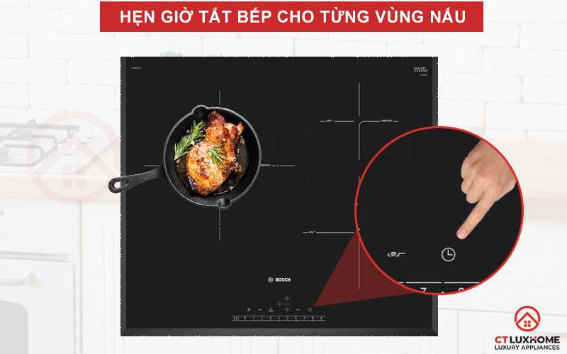 Chủ động thời gian nấu nướng với tính năng hẹn giờ tắt bếp.