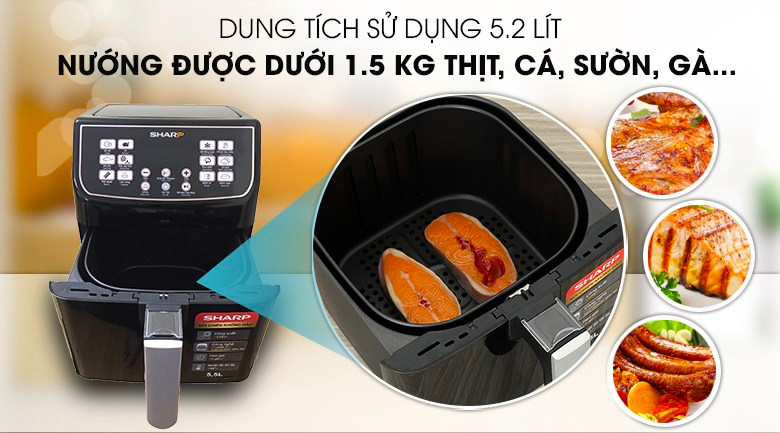 Nồi chiên không dầu Sharp KF-AF55EV-BK - Dung tích sử dụng