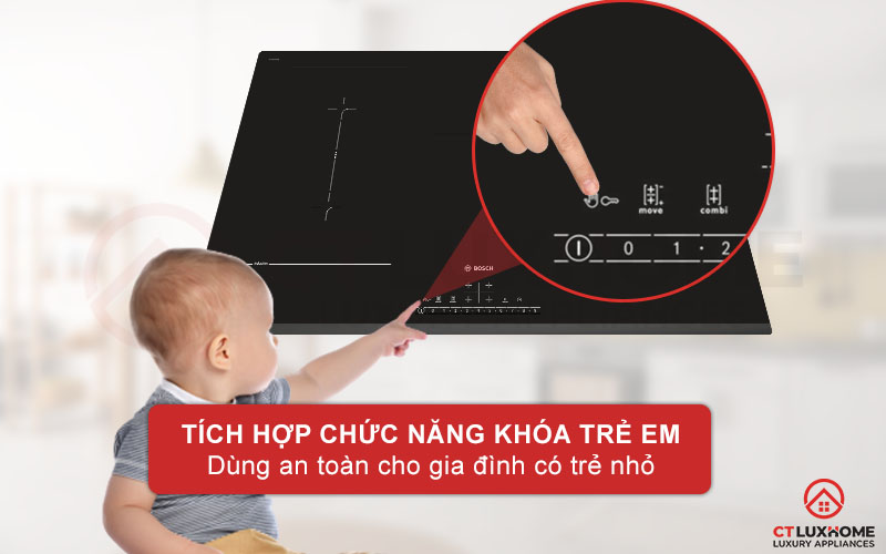 Tích hợp chức năng khóa trẻ em, an toàn cho các gia đình có trẻ nhỏ.