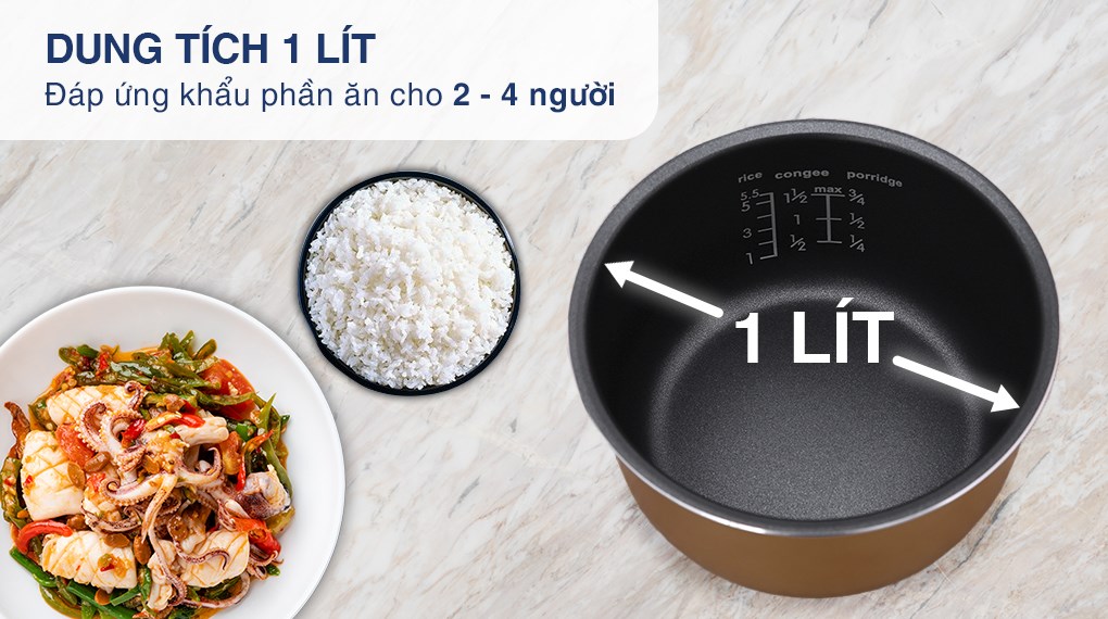 Nồi cơm điện tử Electrolux 1 lít E7RC1-550K - Dung tích