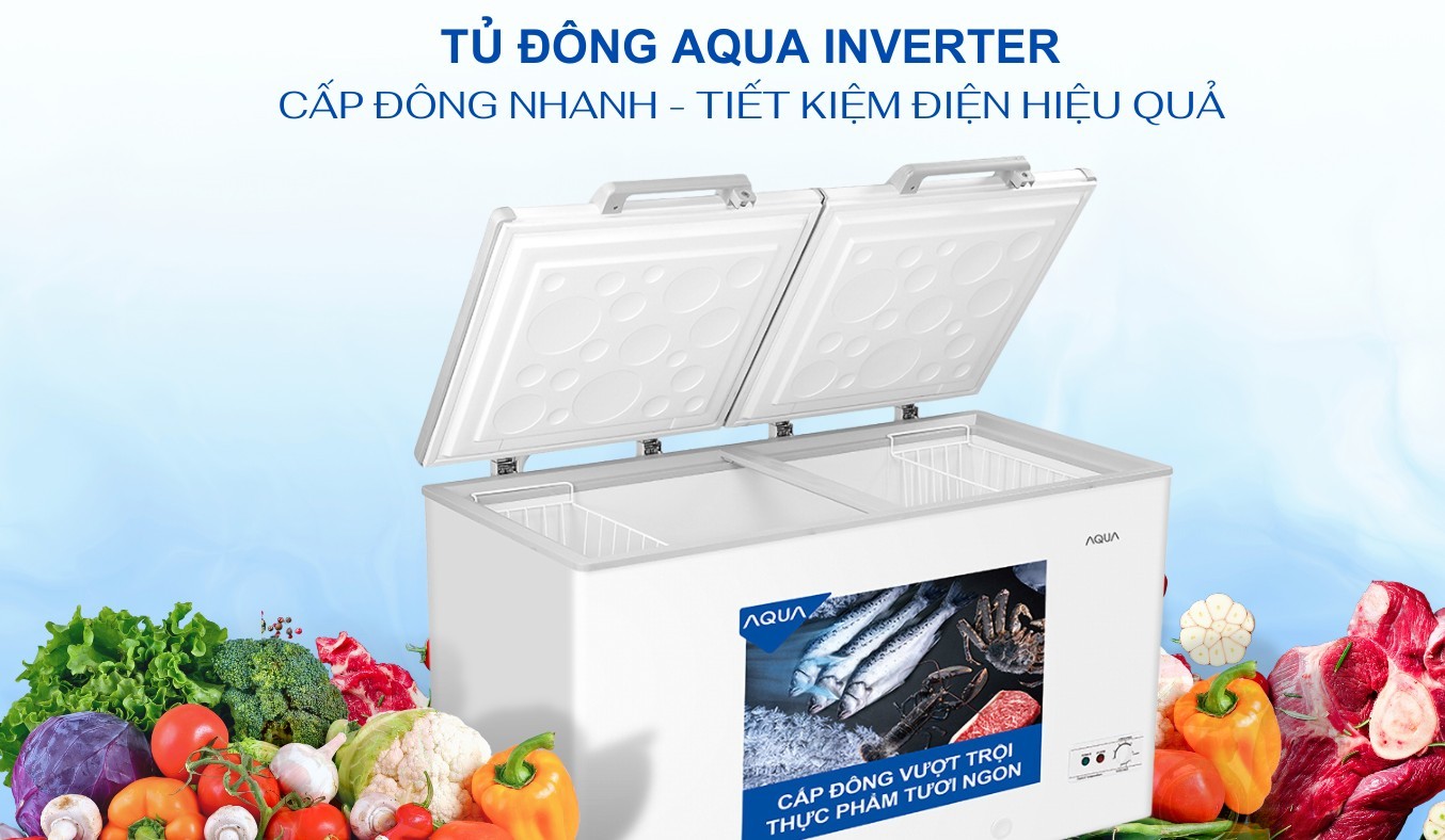 Tủ đông Aqua Inverter 319 lít AQF-C4201E tiết kiệm điện