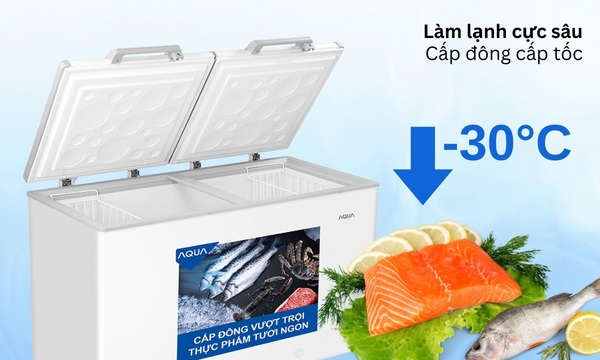 Tủ đông Aqua Inverter 319 lít AQF-C4201E khả năng làm lạnh sâu